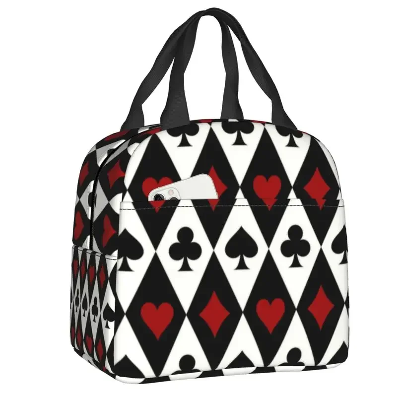 Poker Four Suits Portable Lunch Box Waterproof Card Game Players Cooler Thermal Food Insulated Lunch Bag School Children Student