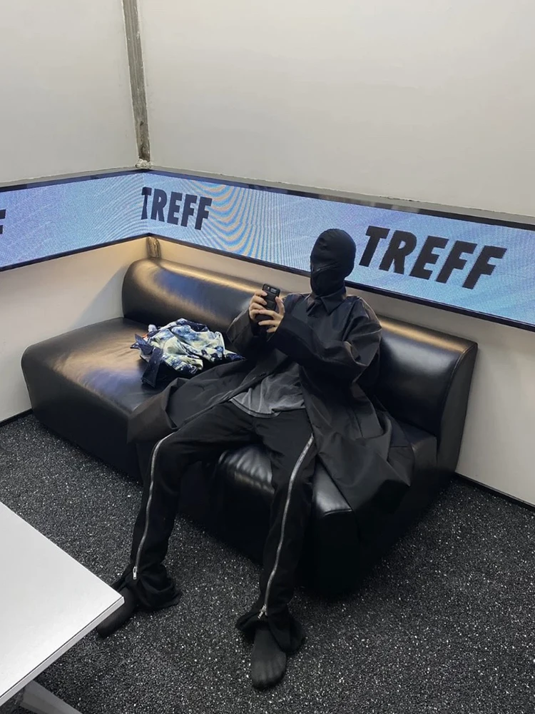 Dark Multi-Zipper Bull King Loose Casual Straight-Leg Horn Accumulation Denim Trousers Trendy Men and Women