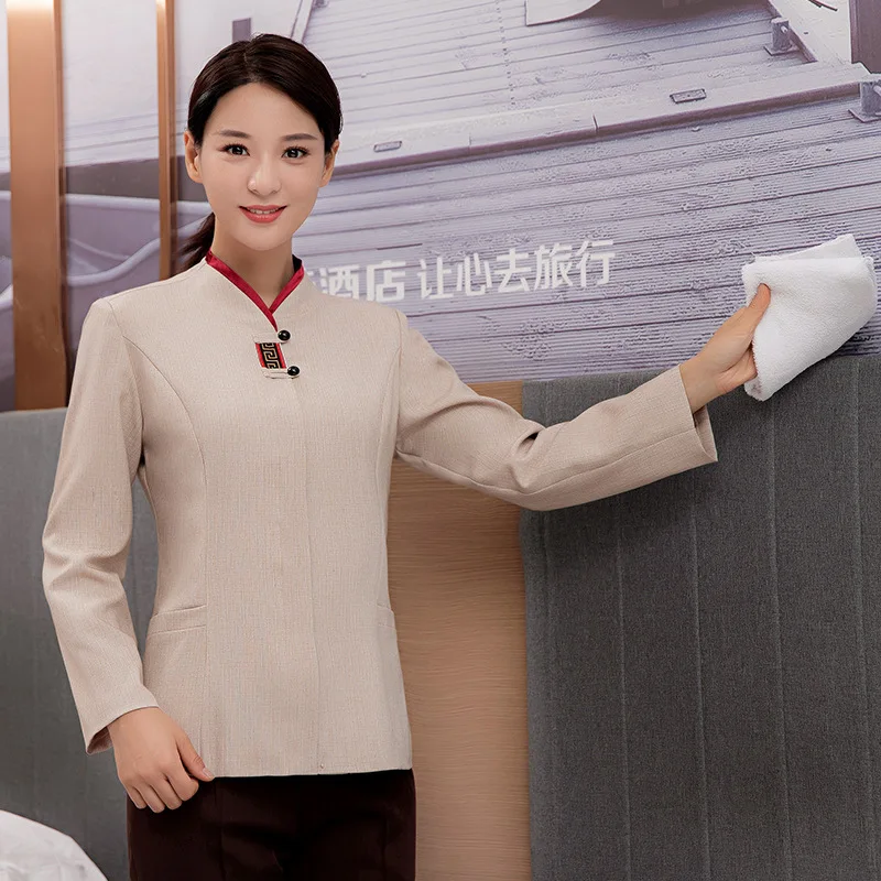 Cleaning Work Uniform for Women Property Hotel Room Cleaner Auntie GuesthousePABreathable Waiter Long Sleeve Autumn Winter Outfi