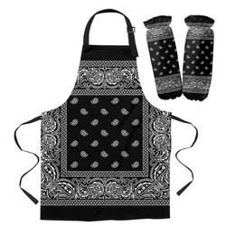 Bandana Pattern Apron Kitchen Baking Accessories Kitchen Bib for Cooking Apron Cuff Kit Aprons for Woman Kid