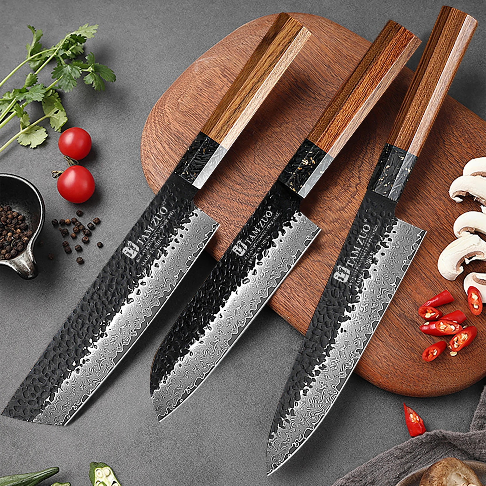 

Hand Forged Kitchen Knives Damascus Steel Japanese Chef Knife Vegetable Slicing Sashimi Utility Cooking Kitchen Utensils