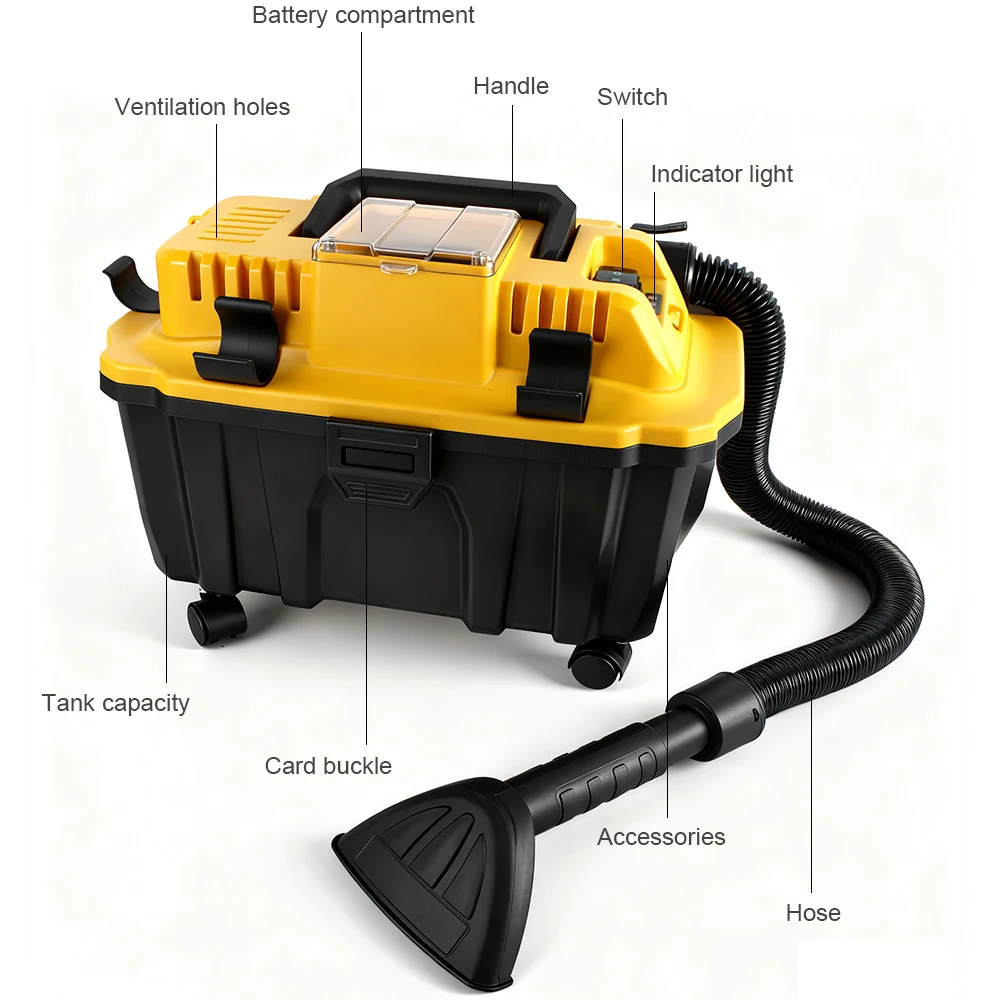 Portable Cordless Vacuum Cleaner Brushless Lithium-Ion Wet/Dry High-Suction Vacuum Cleaner Compatible with DeWalt Battery view 5
