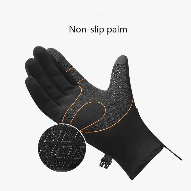冬のアウトドアスポーツサイクリングタッチスクリーン手袋を追加防水保温反射ストライプメンズ滑り止め手袋