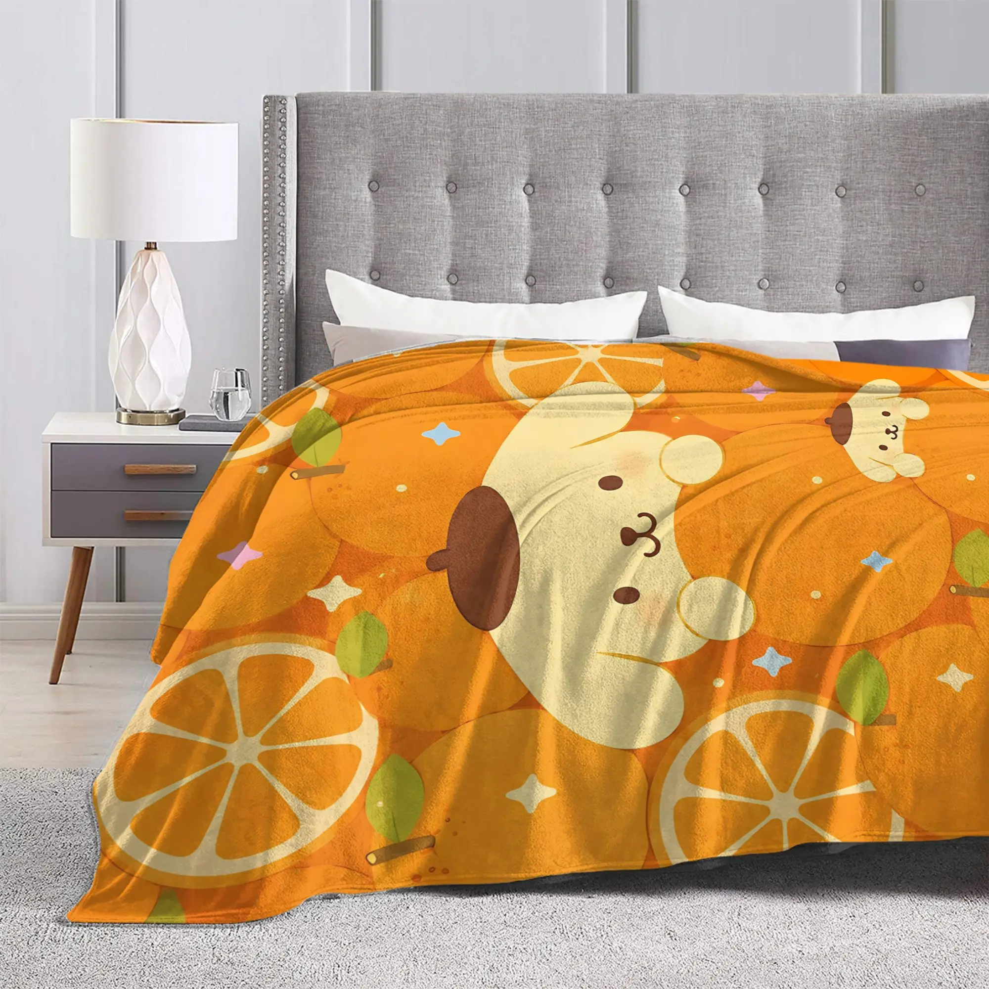 Pompompurins Cute Dog Blankets Flannel Spring/Autumn  Breathable Super Warm Throw Blankets for Home Couch Bedspread
