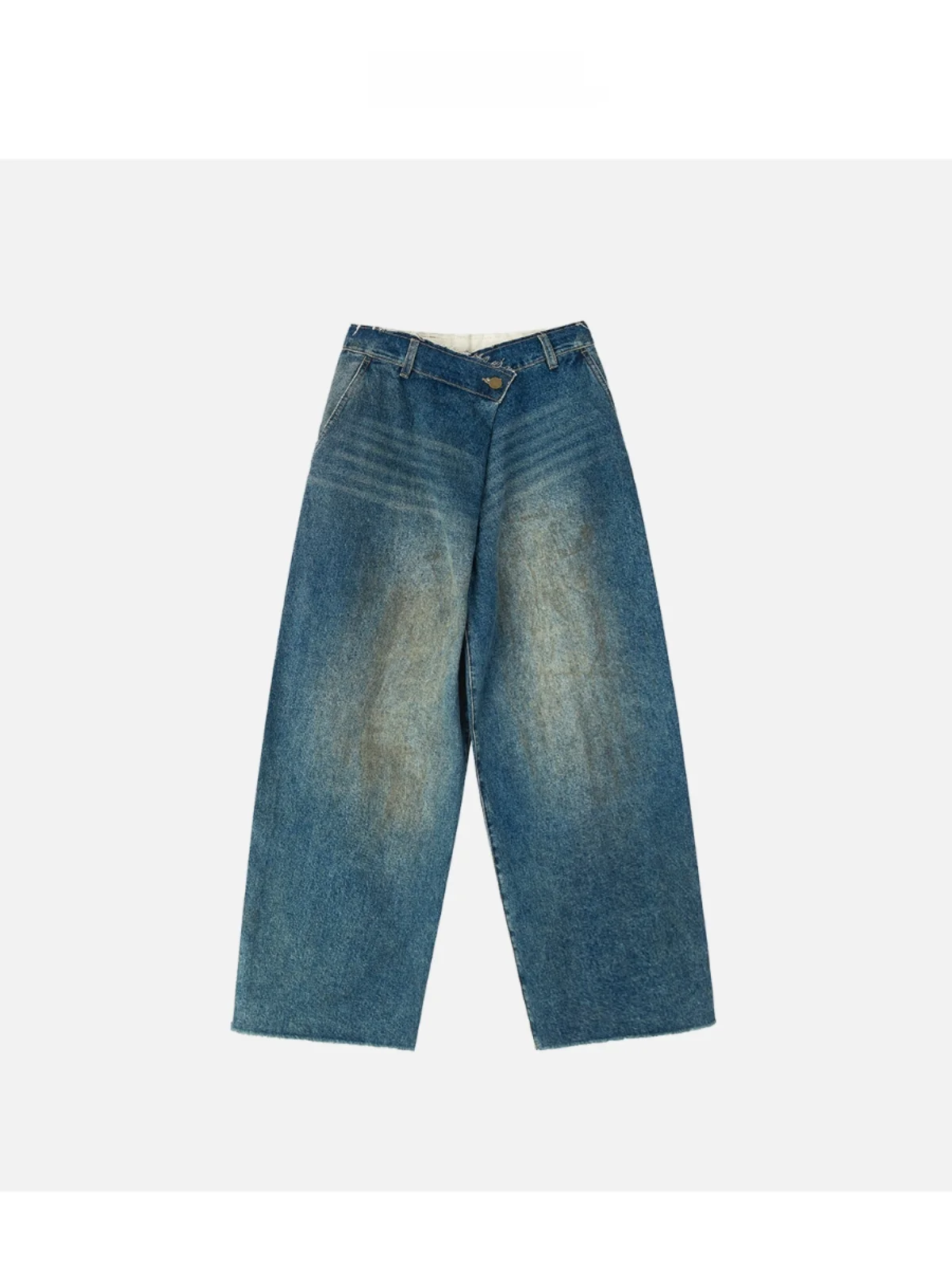 

JINGJING2024 Новые женские джинсовые брюки премиум-класса с потертостями и свободным дизайном в американском стиле