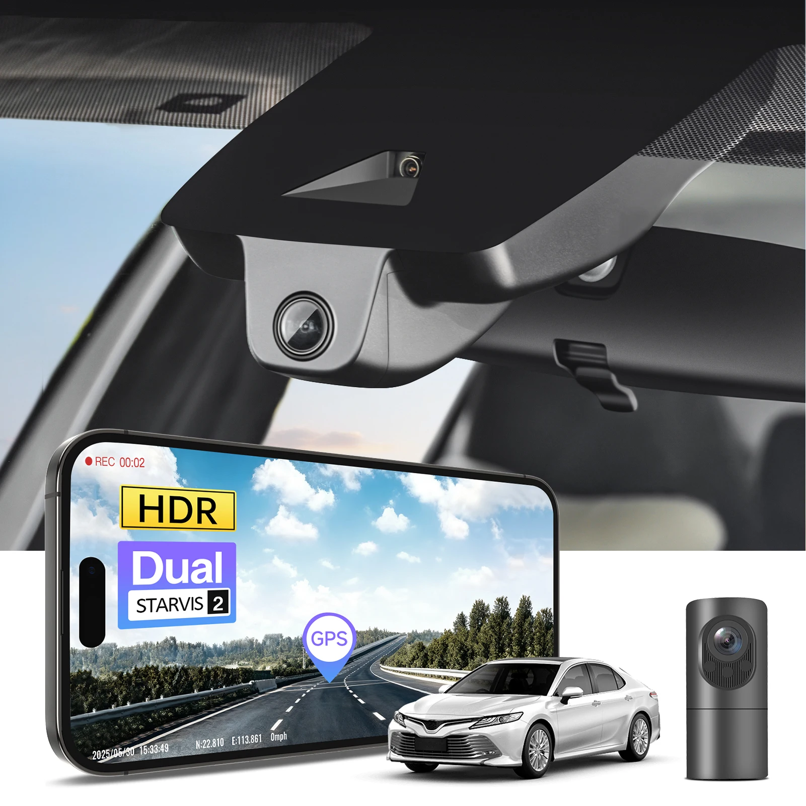 

Видеорегистратор 4K HDR для Toyota Camry Hybrid Gen8 XV70 Gen9 XV80 Автомобильный рекордер для SONY STARVIS 2-сенсорное приложение GPS DashCam 2018-2026