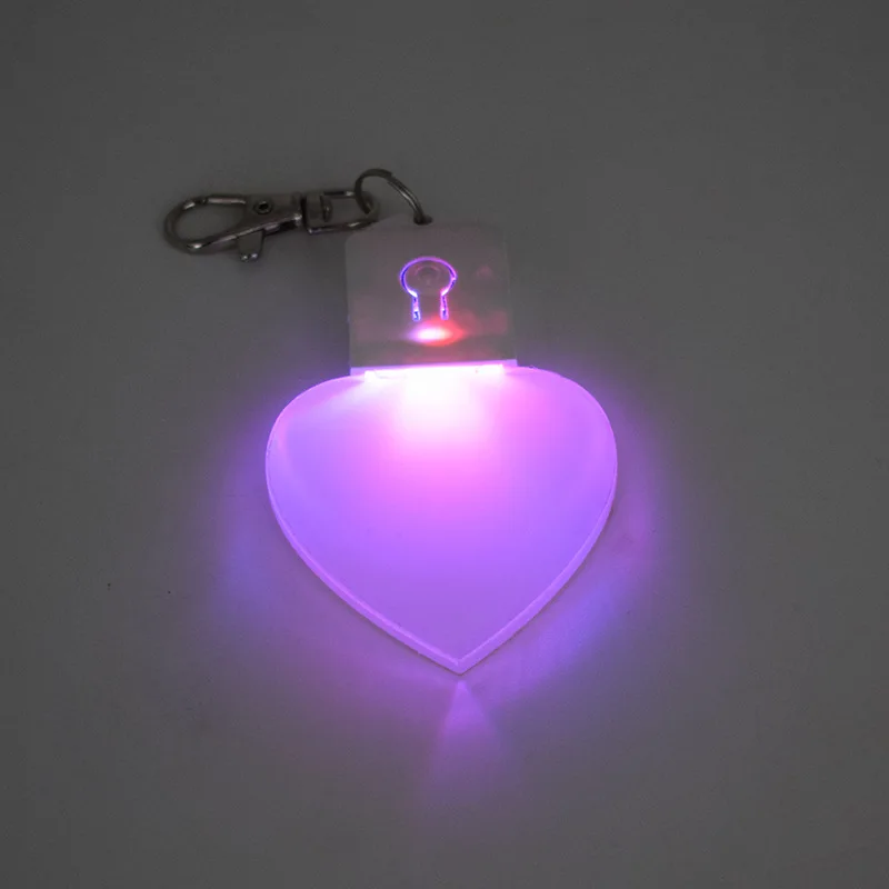 LLavero de linterna acrílica de corazón, llavero en blanco de sublimación con anillo para regalos DIY, 7 colores, 30 unidades por lote