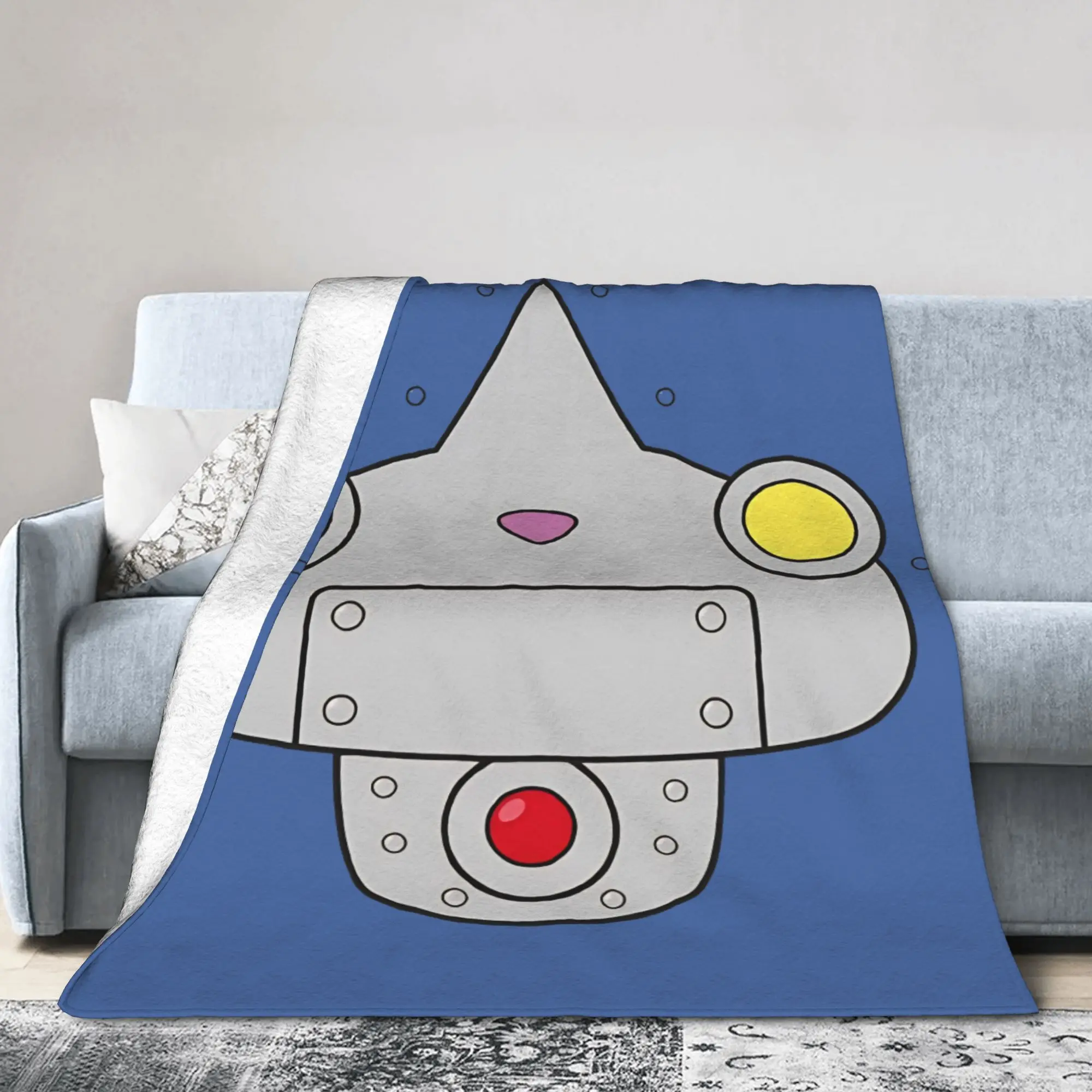 Yokai Watch Game Blankets Fleece Textile Decor Robonyan Face Super Warm Throw Blankets for Sofa Outdoor Plush Thin Quilt