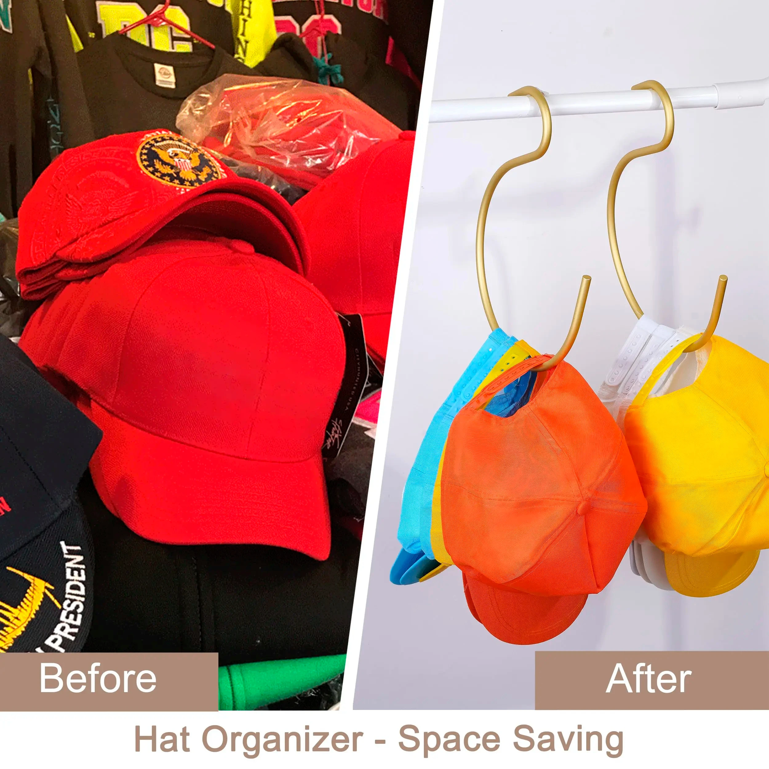 Hat Rack Organizer Sturdy Space Aluminum Hat Hangers For Closet Durable Cap Organizer Holder Simplistic Design Home Supplies