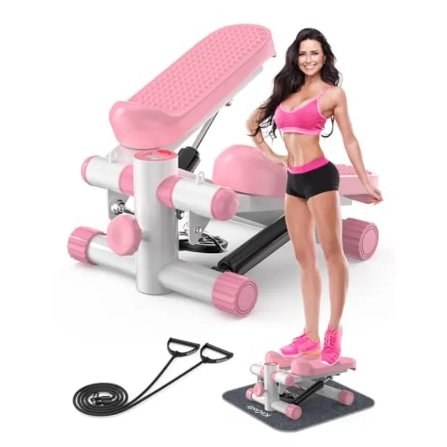 

Home exercise stepper with steel frame, black finish, 330 lbs capacity and adjustable height for compact indoor workouts