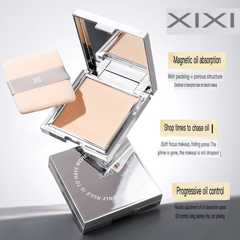 Xixi Light and Soft Powder Powder, Concealer Oil Control Makeup, Waterproof and Non-Removing Makeup Dry and Wet Powder