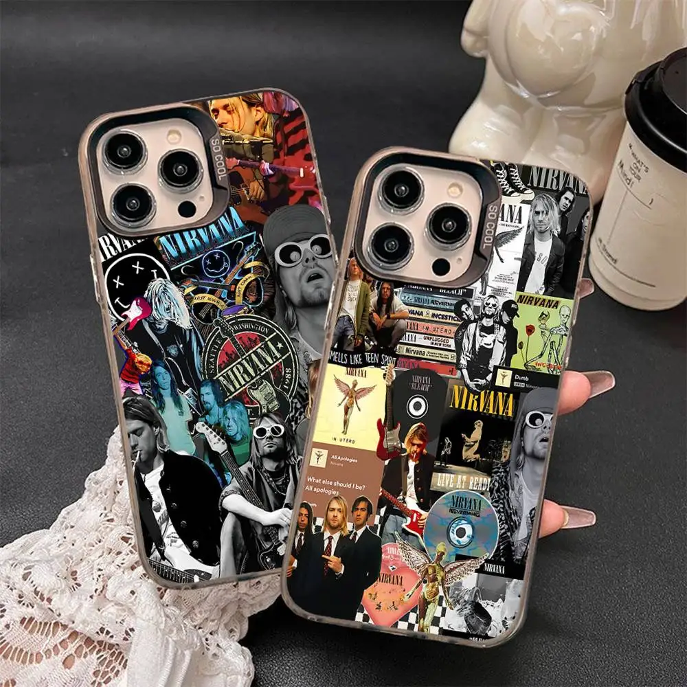 Fotografia 4: Capa de Celular Clássica Hot Band N-Nirvanas Rock Colorida para iPhone 17 16 15 14 13 12 11 Pro Max Plus Pro Shell