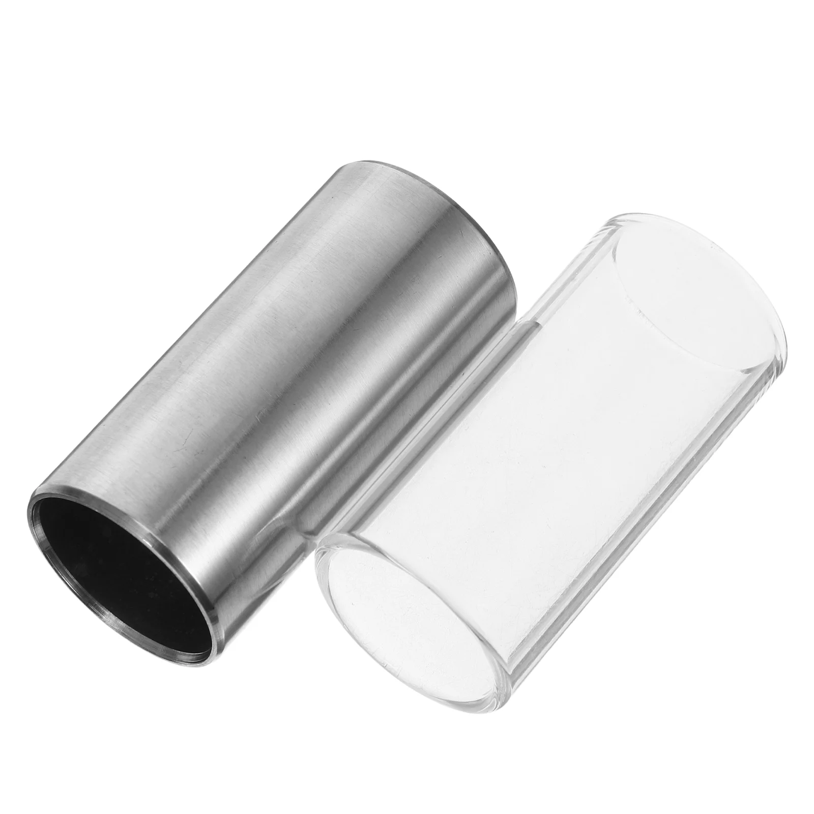 

2pcs 51mm Glass Slide and Stainless Steel Slide Medium Bottleneck Slide for Guitar Bass (Transparent and Silver)