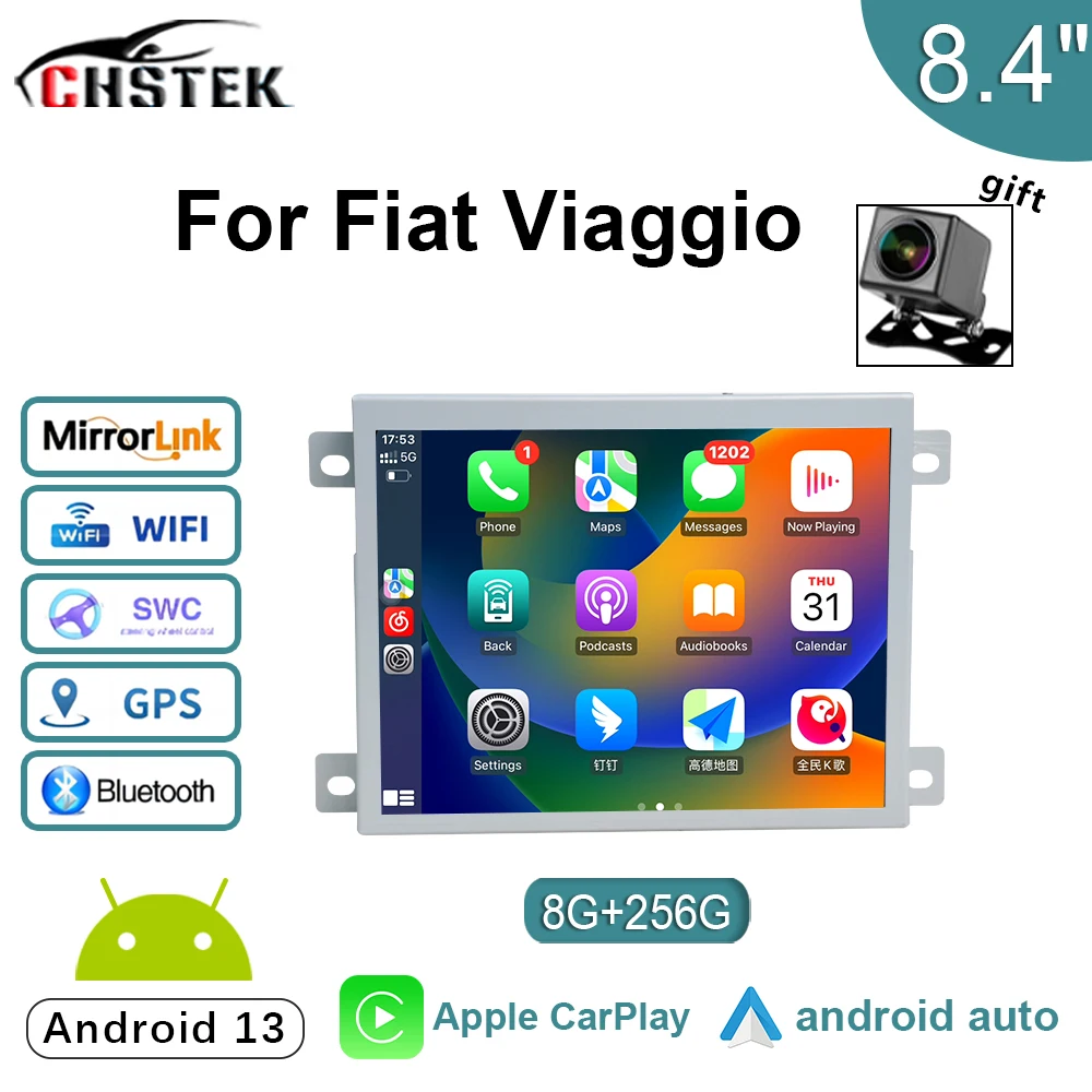 CHSTEK Car Radio Android 13 for Fiat Viaggio Navigation Auto Stereo Carplay Qualcomm Multimedia Player Bluetooth WIFI 4G GPS RDS