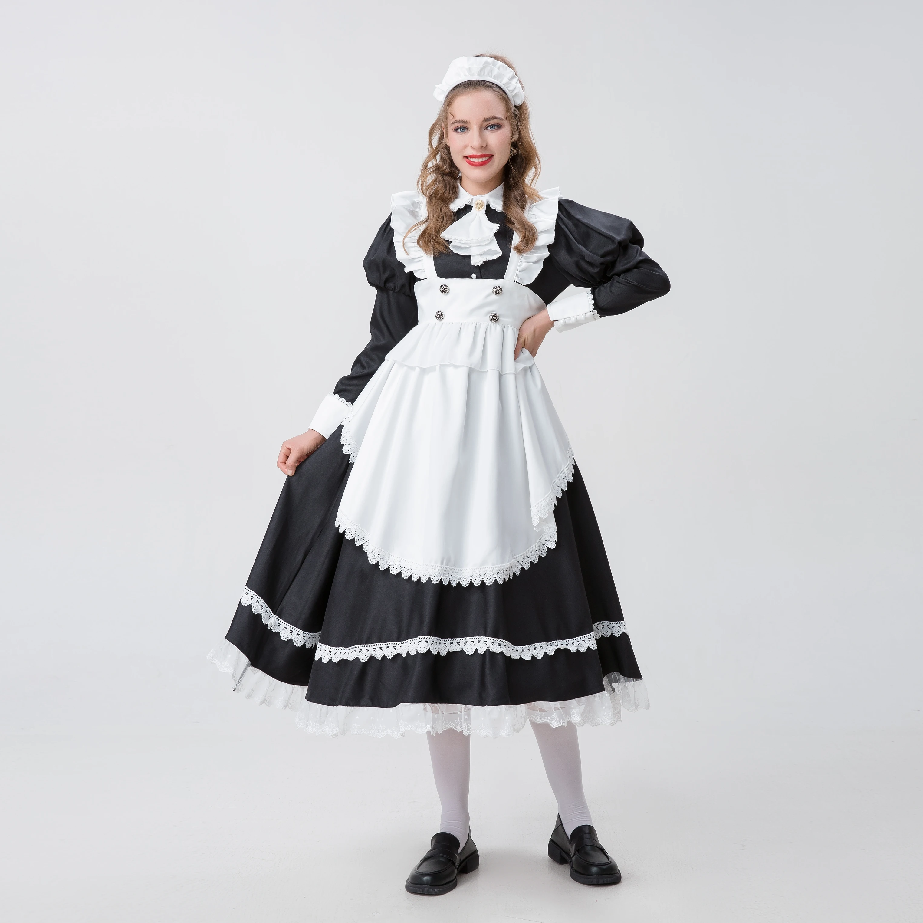 

Halloween Deluxe British Royal Anime Sissy Sweet Lolita Maid Costume Japanese Fantasia Cute French Cook Wench Cosplay Dress