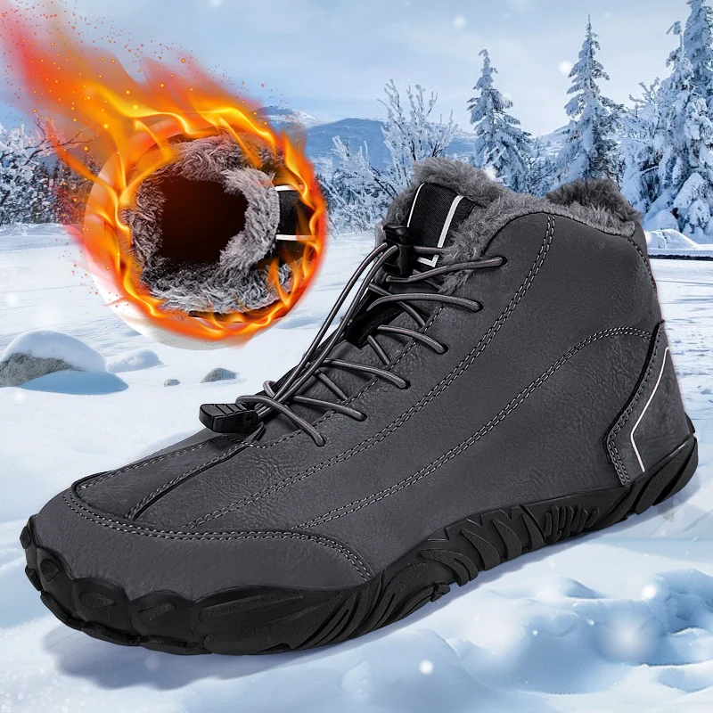 

Mens Womens Outdoor Hiking Cotton Boots Waterproof Non Slip Warm Casual Boots Wide Head Barefoot Snow Boots Winter Warm Sneakers