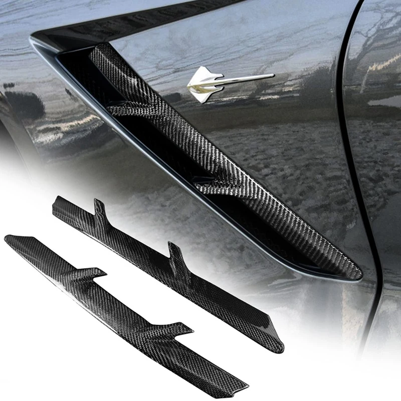 

For Chevrolet Corvette C7 2014-2019 Real Carbon Fiber Front Fender Side Body Vent Cover Trim Accessories