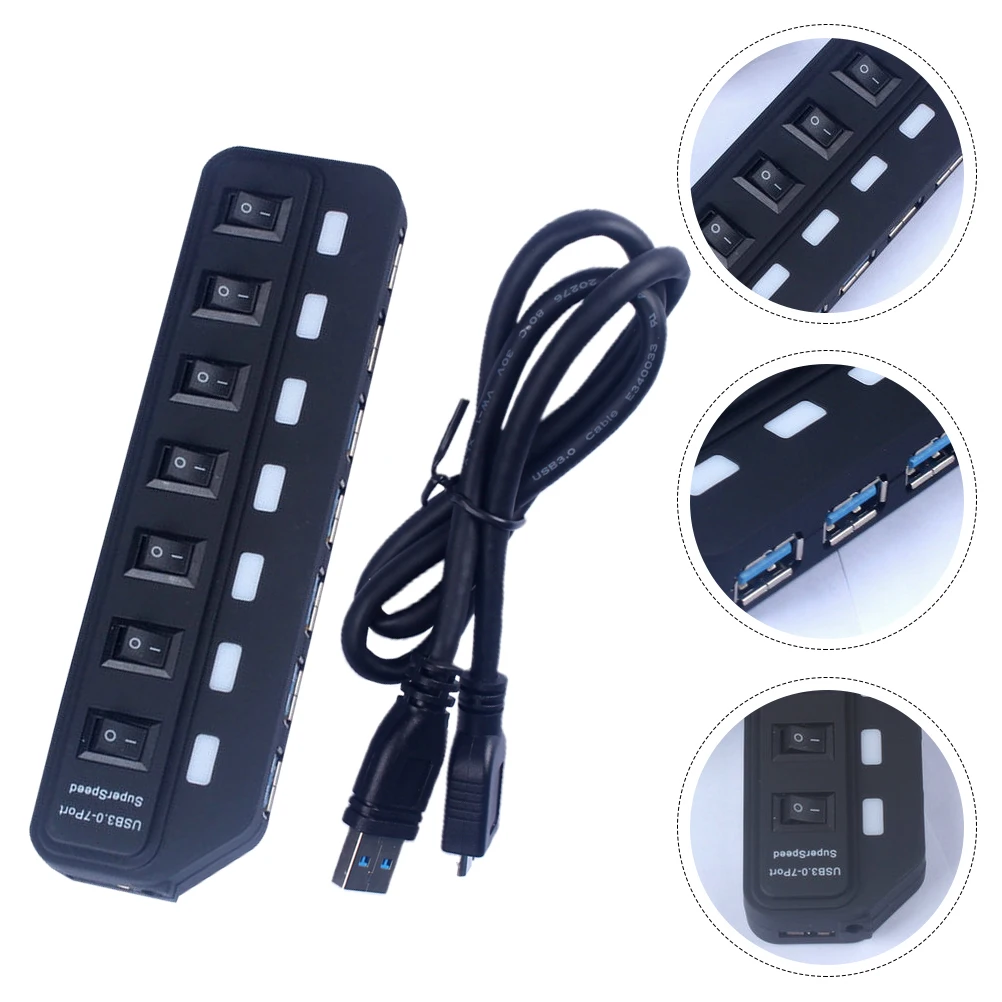

7 Ports Usb3.0 5Gbps High Speed Durable Computer Hub Multi Protection System Plug Play Converter For Laptop Desktop Computer