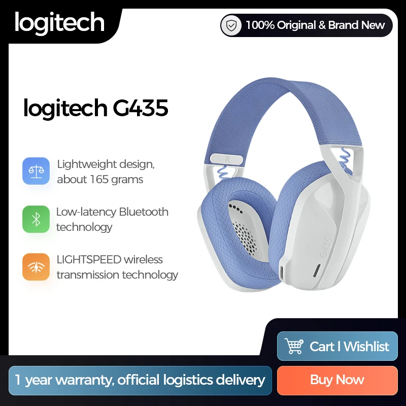 Original Logitech G435 LIGHTSPEED Wireless Gaming Headset Gamer Bluetooth Headphone Compatible G435SE G304SE ComboFor PC Laptop