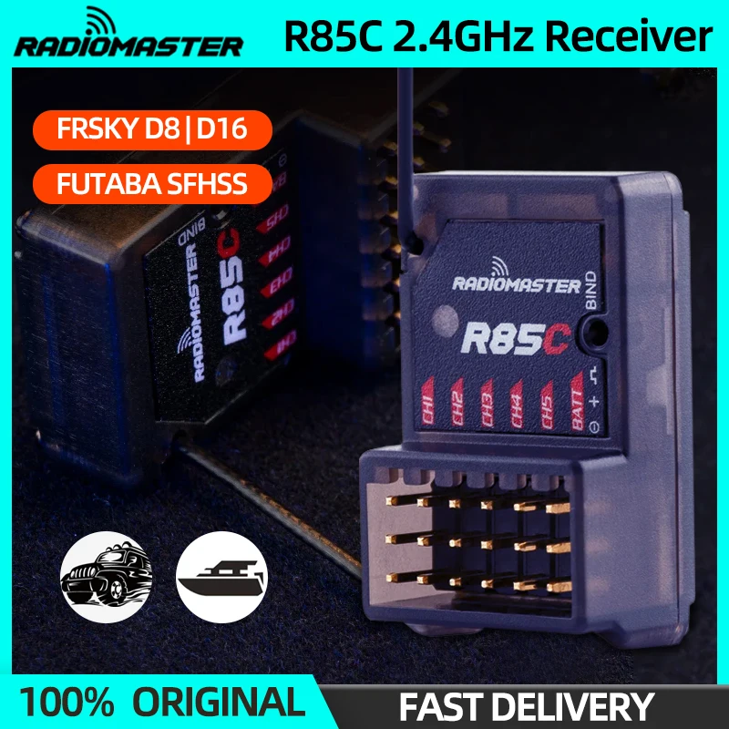 In Stock RadioMaster R85C 5CH 2.4GHz PWM Receiver 4in1 Multi-protocol 2.4G RX Support D8/D16/SFHSS Protocol For RC FPV Car Boat