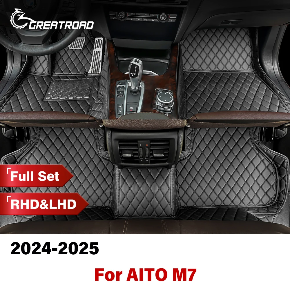

Car Floor Mats For AITO M7 5/6 Seats 2024 Custom Auto Foot Pads Automobile Carpet Cover Interior Accessories
