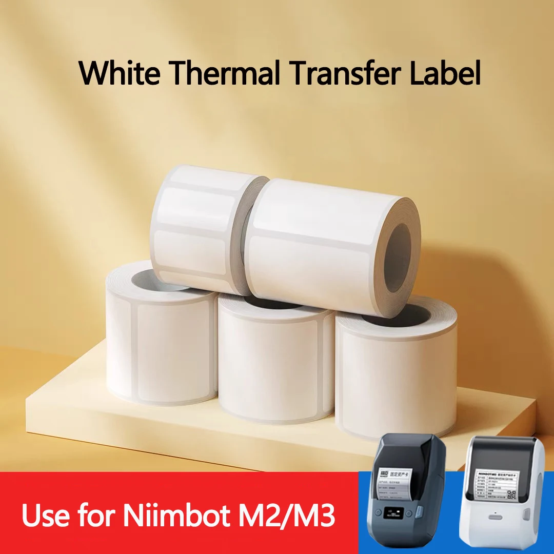 Niimbot M2/M3 papier d'étiquettes blanc auto-adhésif impression par transfert thermique autocollant étanche pour imprimante Niimbot M2/M3