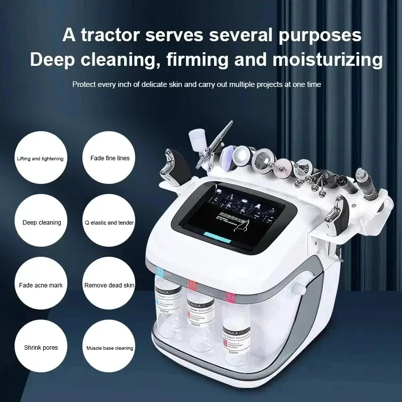 Professional 10 in 1 H2o2 Aqua Peeling Lift Skin Bubble Moisturizer Oxygen Hydrofacial Machine, Skin Care Cleansing Facials