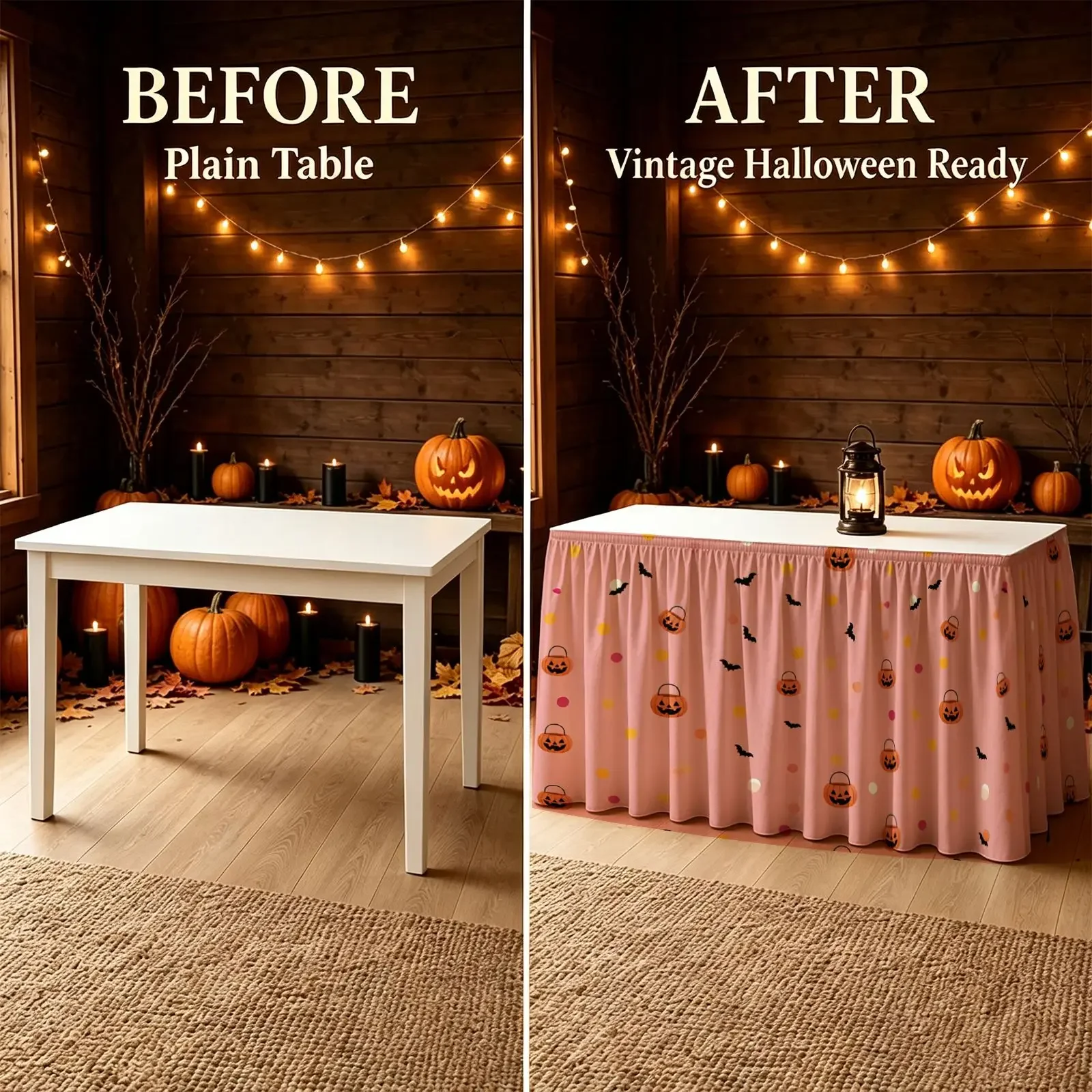 2D Flat tablecover 1pc Halloween, Christmas, Party Tablecloth, Horror Table Skirt, 1-piece Set, Pink Table Skirt