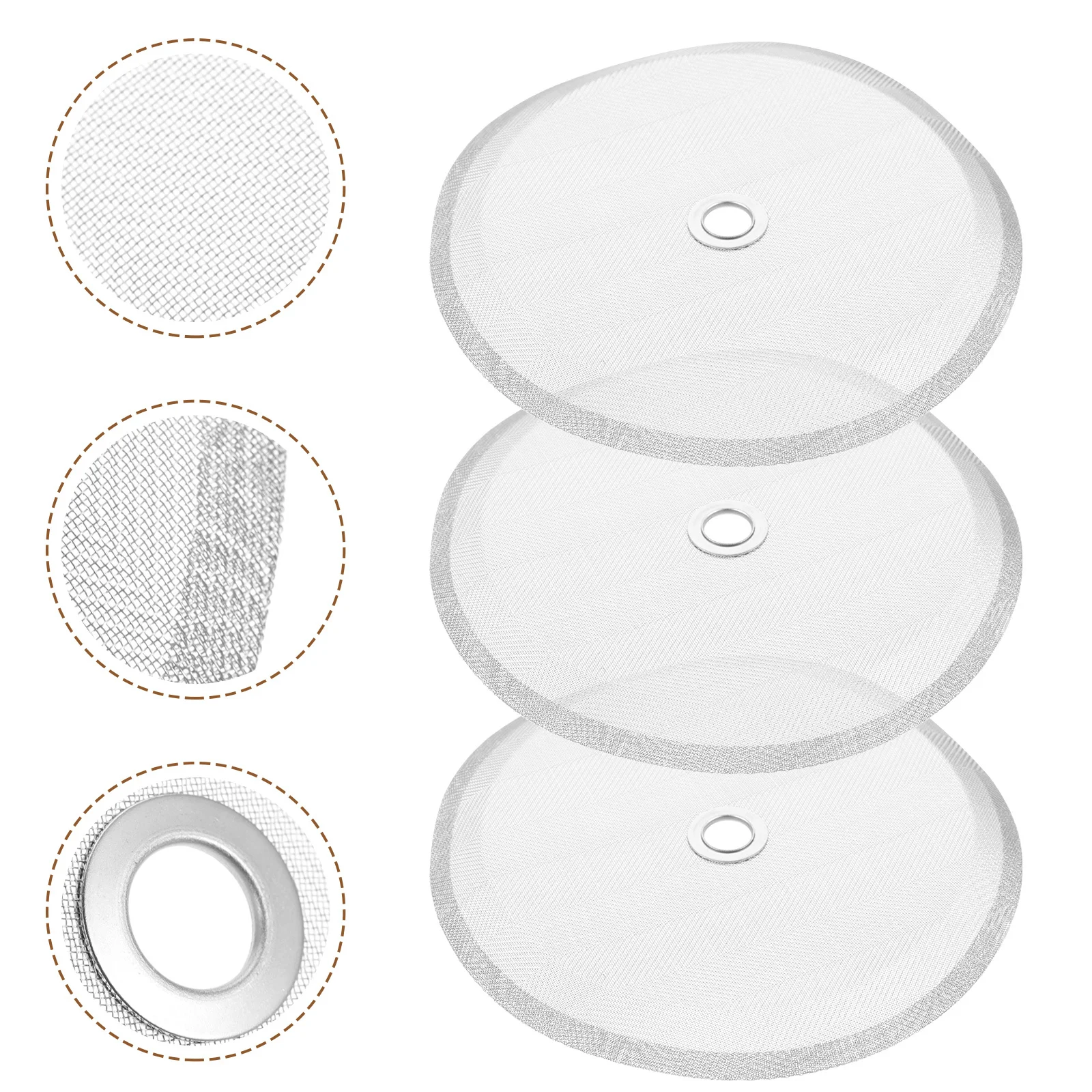 

3Pcs Professional Coffee Filters Stainless Steel Mesh Screen Reinforced Center Ring for Coffee Filter