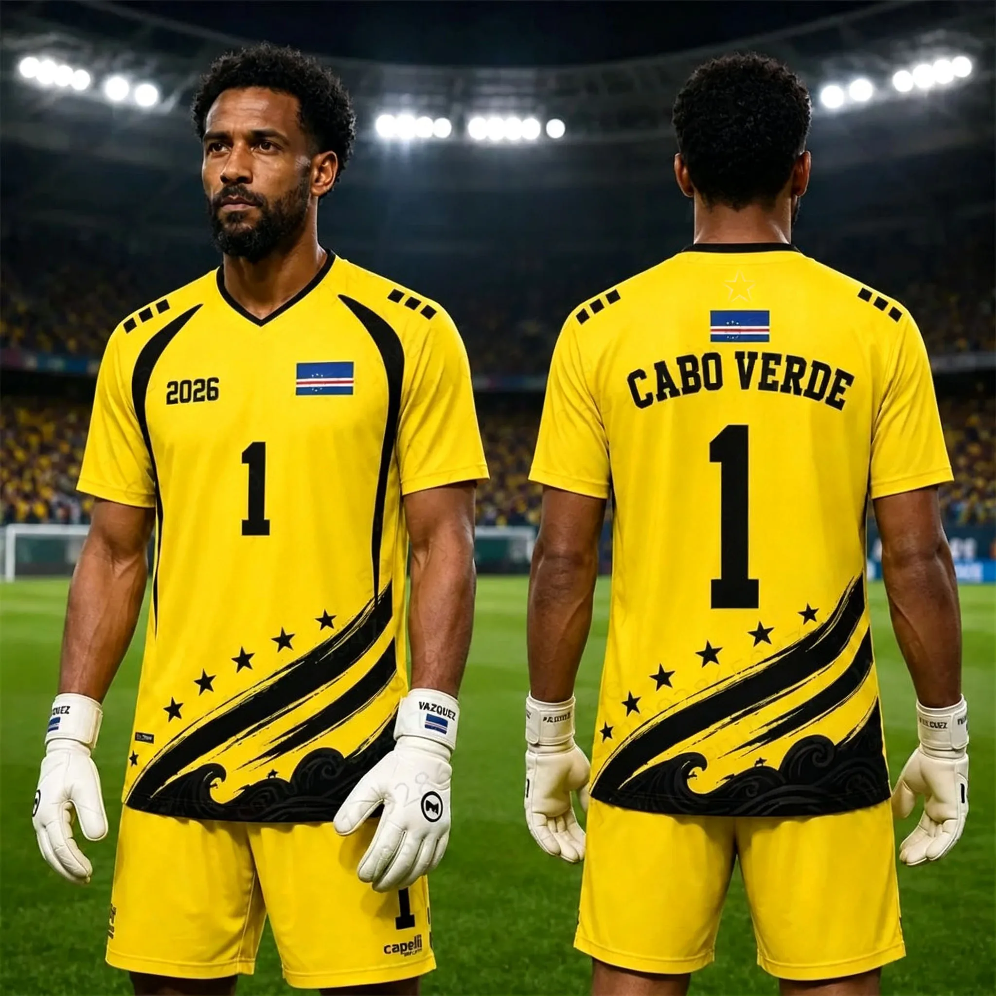 Latest 2026 - Cape Verde - No. 1 - Soft Voice - Football Jersey - Sports Shirt - Loose and Breathable Quick-drying Sportswear
