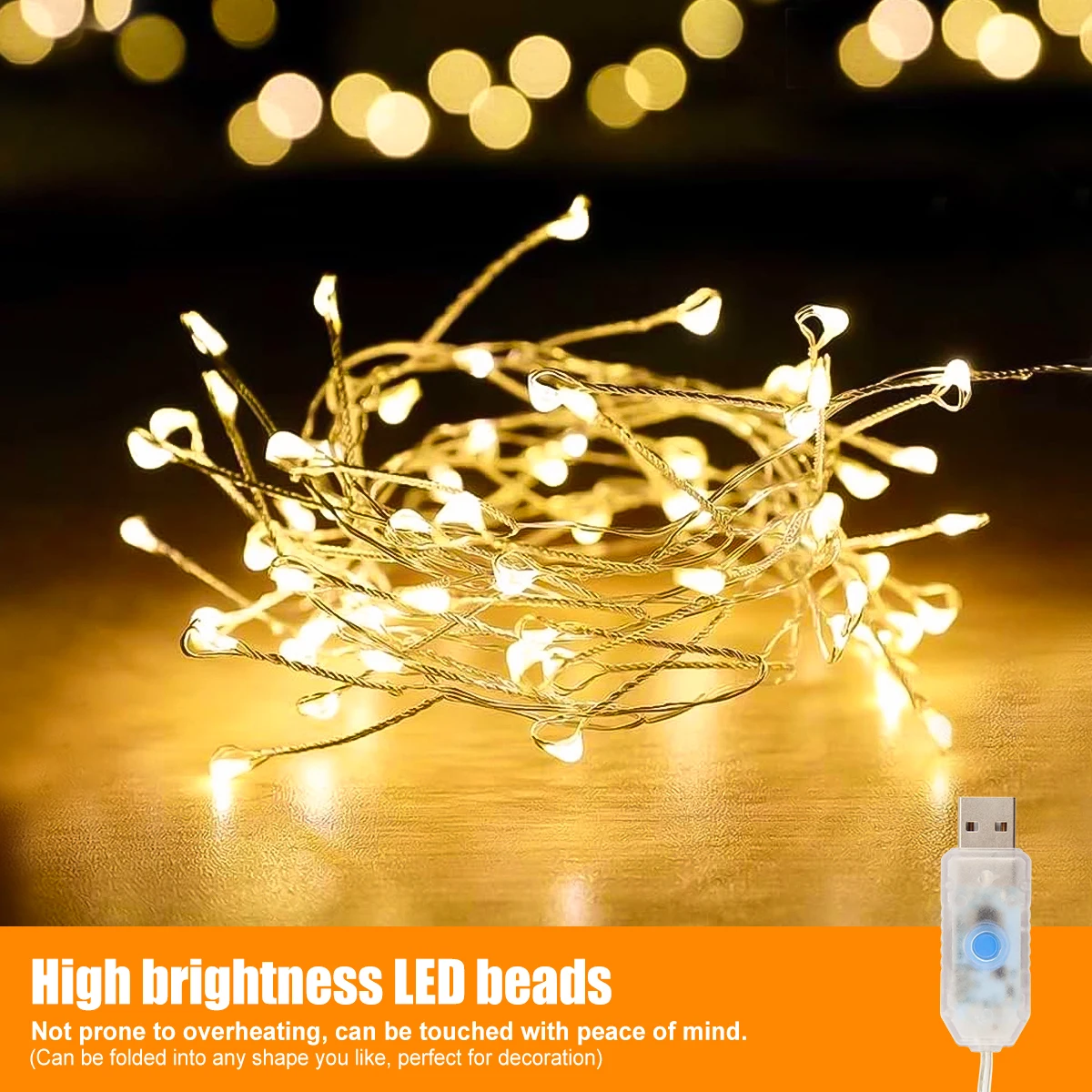 USB LED أضواء الألعاب النارية المعلقة حديقة في الهواء الطلق أضواء الجنية مقاوم للماء لحفلة الحديقة فناء شجرة زينة عيد الميلاد