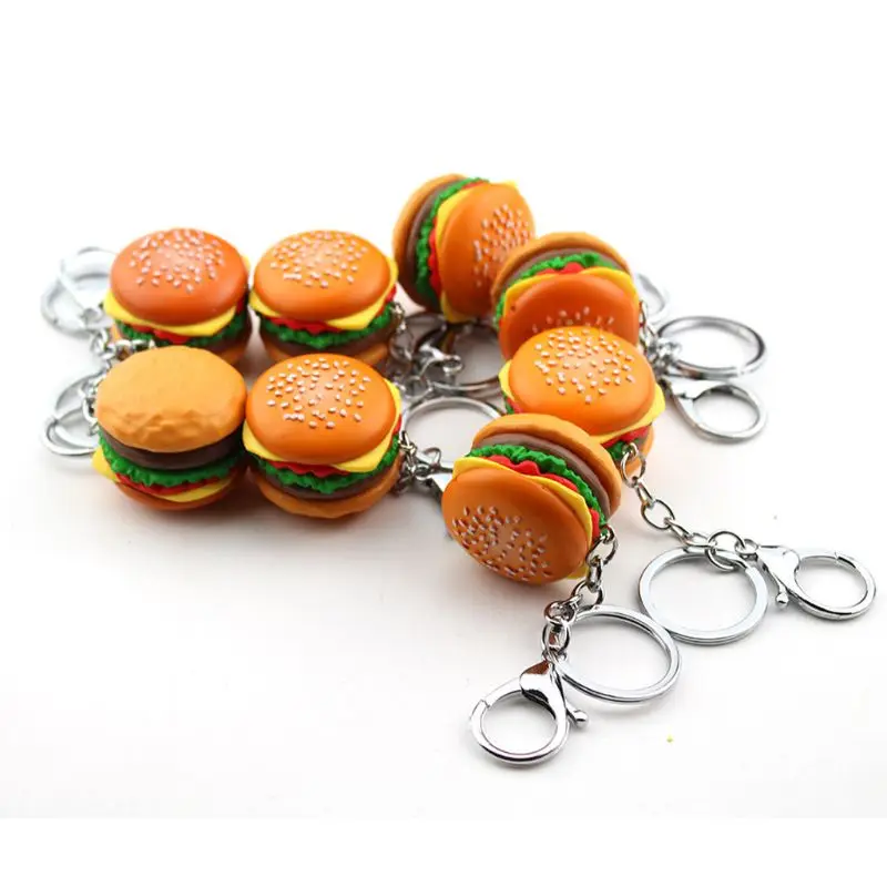 Exquisite Handmade Diy Simulated Hamburger for Key Ring Cute 3D Burger Keychain for Room Handbag Purse Cellphone Backpac
