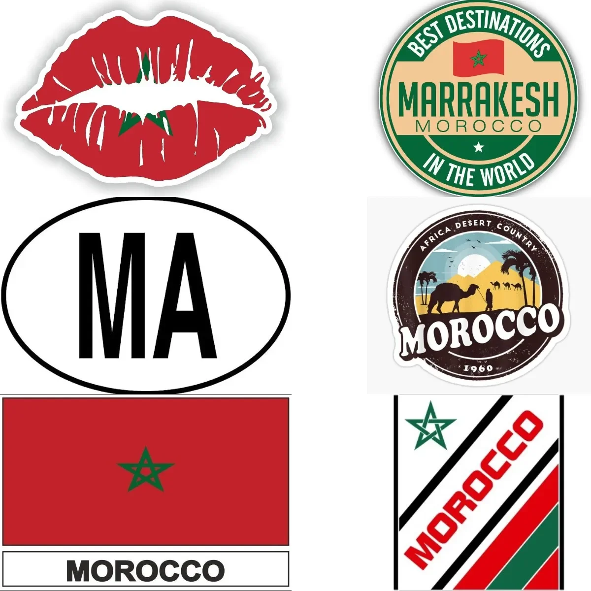 

Morocco MA Flag Map Badge PVC Sticker for Motorcycle Truck Car Window Camper Helmet Bicycle Table Room Decal Customizable