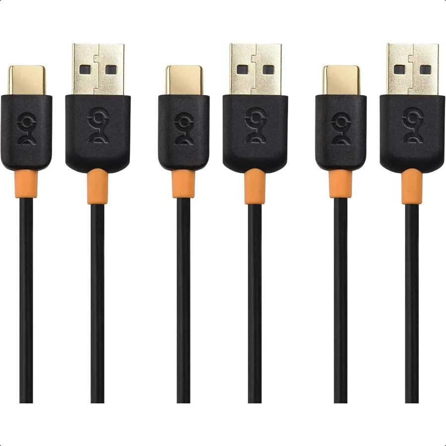 3 عبوات من كابل شحن USB إلى USB C بطول 6.6 قدم مع شحن سريع 3A باللون الأسود لهاتف iPhone 16 15 Samsung Galaxy S23 Ultra S23 S22 Note