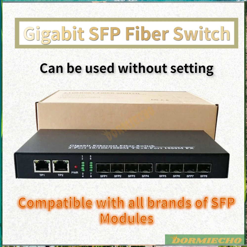 

New 1000Mbps Gigabit Network Fiber Switch 8G2E SFP 2 RJ45 Port and 8 Fiber Port Fiber Ethernet Switch SFP Media Converter