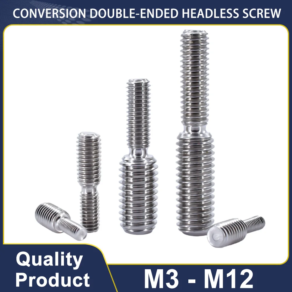 M3 M4 M5 M6 M8 M10 M12 M14 M16 304 Stainless Steel Reducing Conversion Screw Double-Ended Headless Screws Bolt Camera Adapter