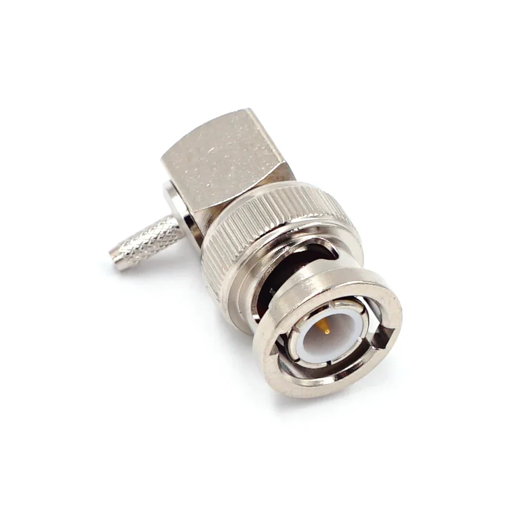 50pcs BNC Male Q9 Plug RF Coax Connector Window Crimp RG316,RG174,LMR100 90 Degree Nickelplated