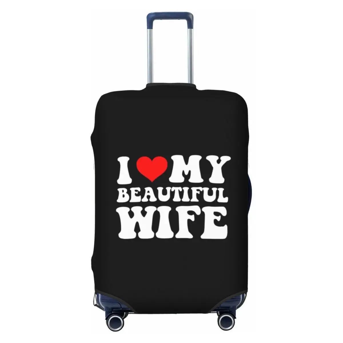 

Custom I Love My Beautiful Wife Luggage Cover Elastic Travel Suitcase Protective Covers Fits 18-32 Inch