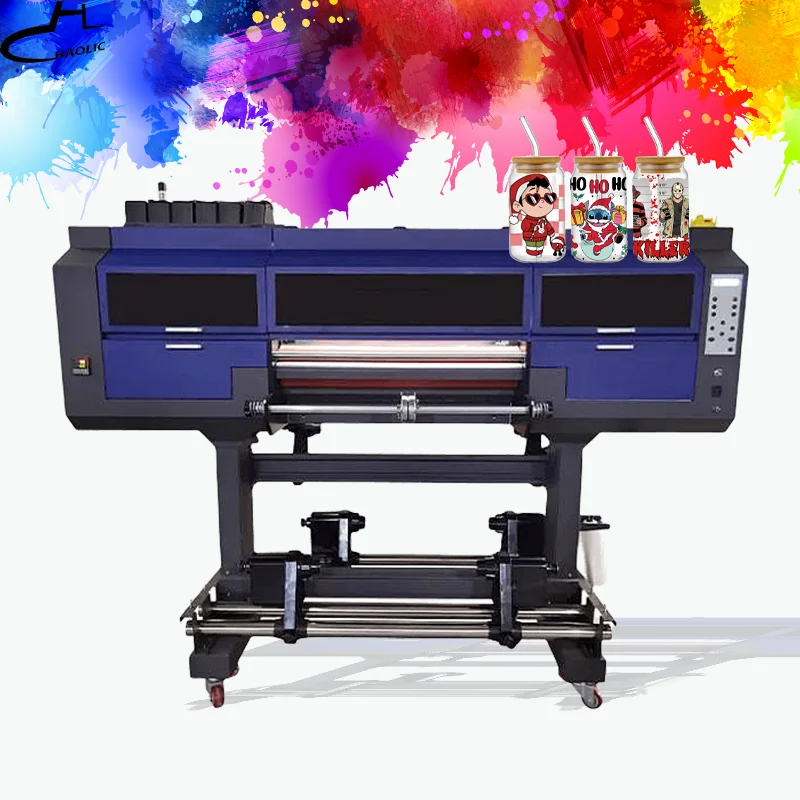 I3200 60cm 24inch UV DTF Printing Machine with Laminator 2 in 1 AB film Film Sticker Printer Roll to Roll UV DTF Printer I1600