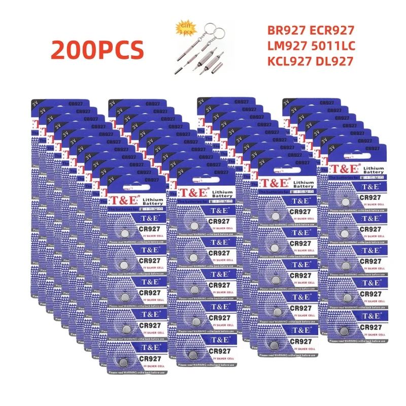 

200PCS CR927 Button Battery DL927 BR927 BR927 3V Lithium Battery For Watch Car Key Remote Coin Cells