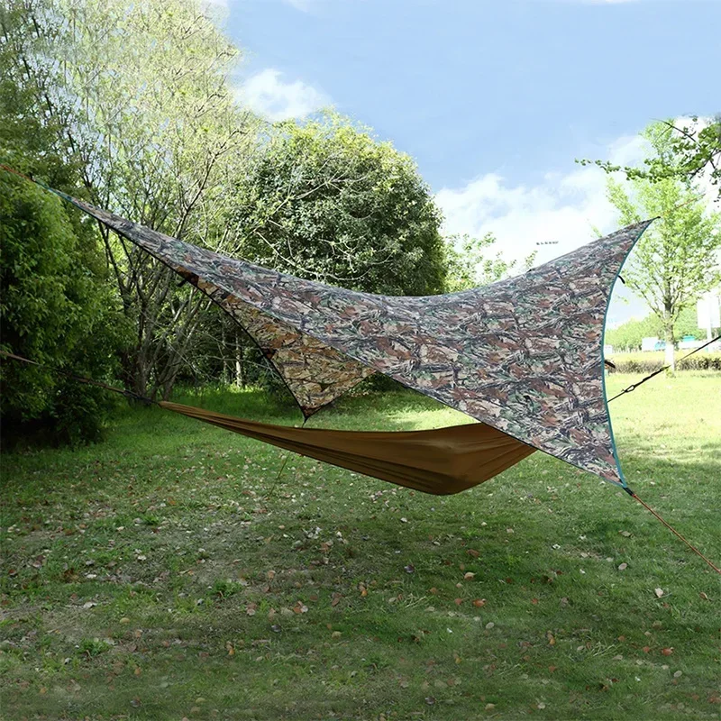 Wholesale Outdoor Multi-Functional Camouflage Awning Canopy Sunscreen Tent Camp Tarp Camouflage Triangle Hammock Sunscreen Pergo