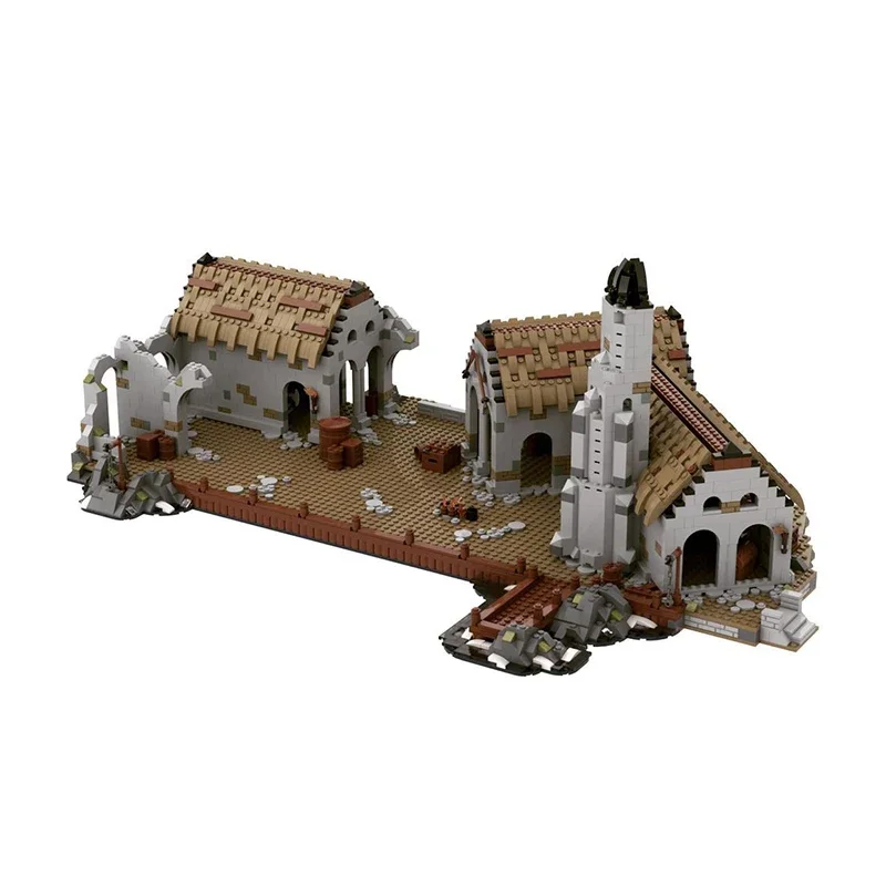 Briques de château magiques pour enfants, anneaux magiques, scène de film Moc, nuits de construction, UCS, modèle de port médiéval, assemblage de bricolage, vue sur la rue, jouet cadeau pour enfant