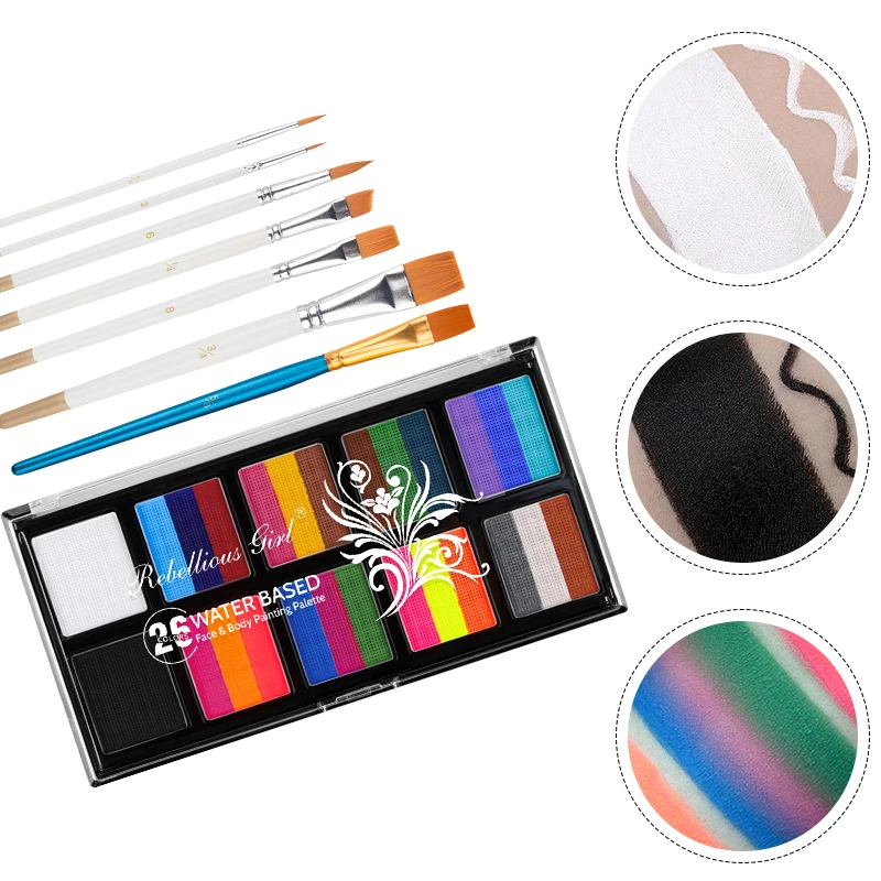 Juego de pintura de paleta de 26 colores, acuarela de 10 rejillas para artistas, niños y principiantes, pigmentos no tóxicos y vibrantes, pintura facial a base de agua