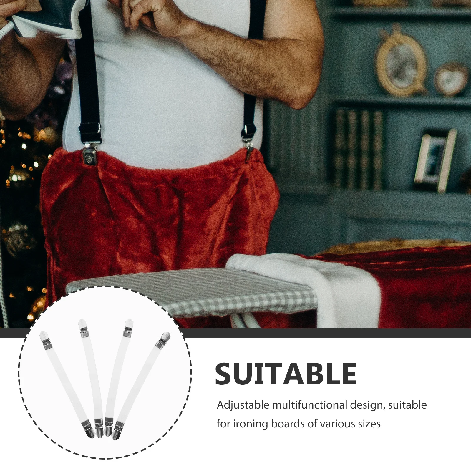 

16Pcs Ironing Board Clamps Adjustable Elastic Cover Fasteners Secure Flat Cover Prevent Slipping Laundry Room Essential