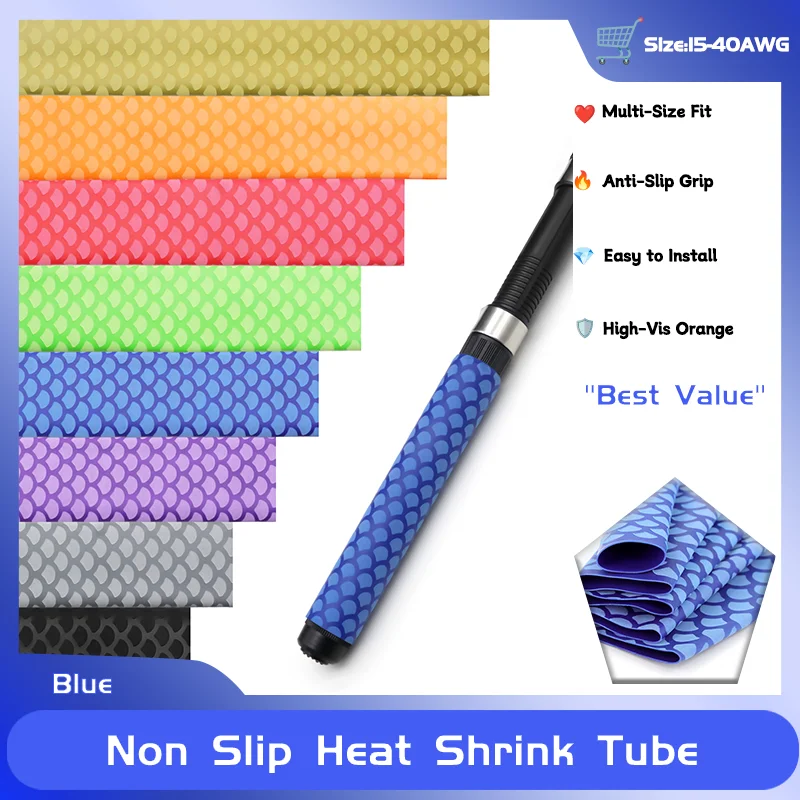 

1M 15/18/20/22/25/28/30/35/40mm Bicycle Handle Anti Skid Fishing Rod Wrap Waterproof Protector Blue Non-Slip Heat Shrink Tube