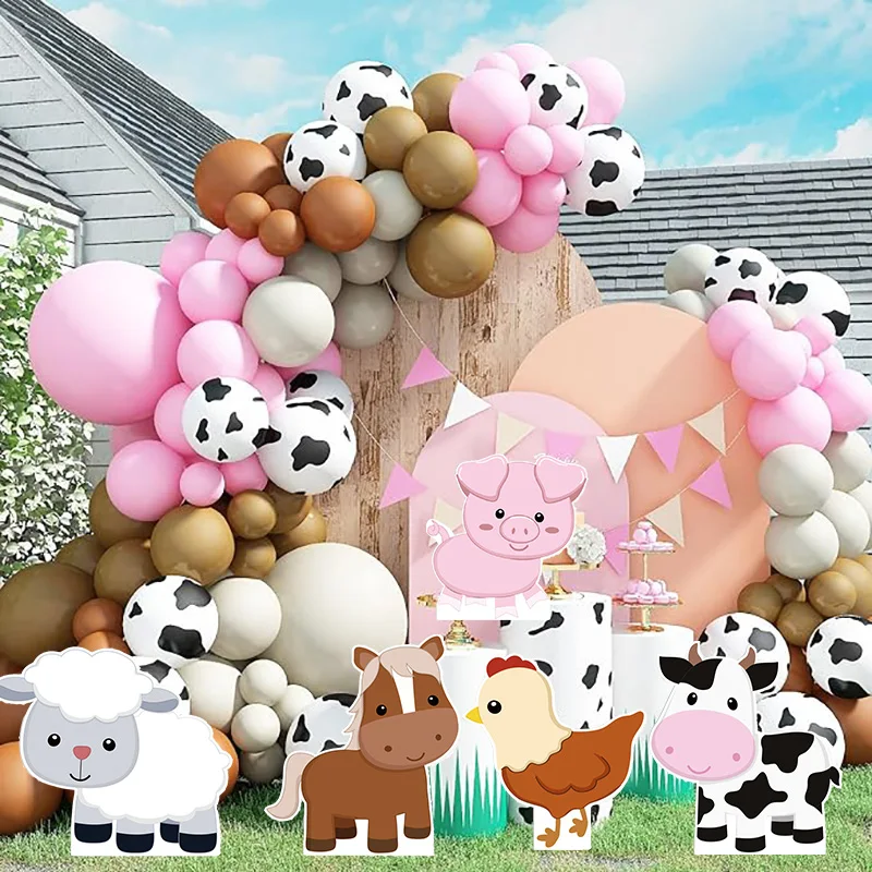 6pcs/set 12inch Farm Animals Foam Board Cute Cow Horse Animal KT Board Party Backdrop Baby Shower Farm Birthday Party Cutouts