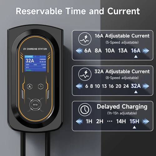 Imagen 2 del producto AFYEEV 11KW/22KW nuevo Type2 IEC62196-2 16A/32A EV estación de carga 7.6KW cargador de caja de pared de coche eléctrico aplicación remota Control enchufe CEE