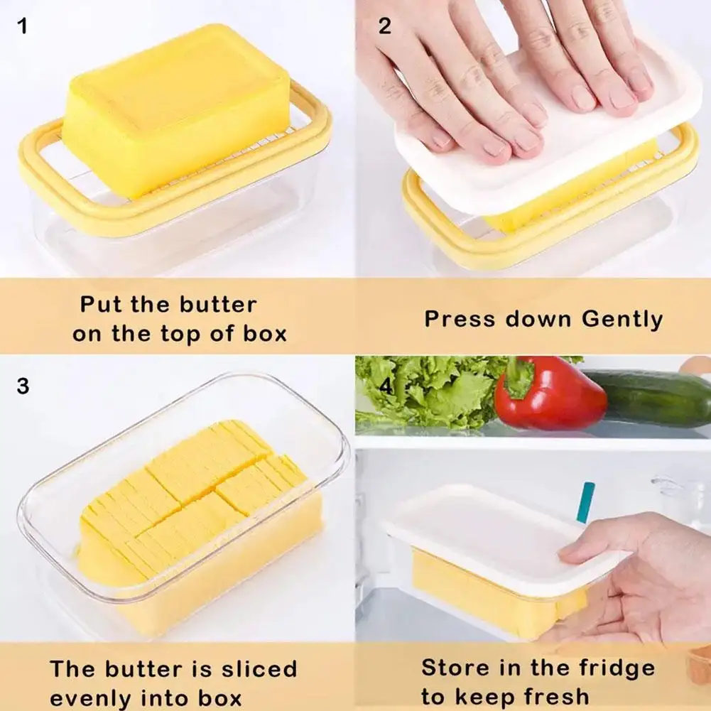 Butter Cutting Box Butter Cutter Refrigerator Crisper Container Storage Seal With Lid Butter Splitting Box Storage Box