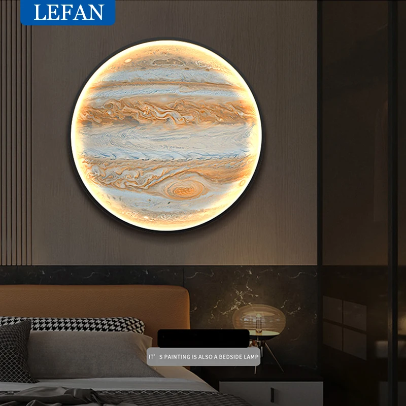 Imagem -06 - Mars-levou Lâmpada de Parede Design Nórdico Pintura Decorativa para Sala de Estar Quarto Luz Noturna Urano Mercúrio Neptune