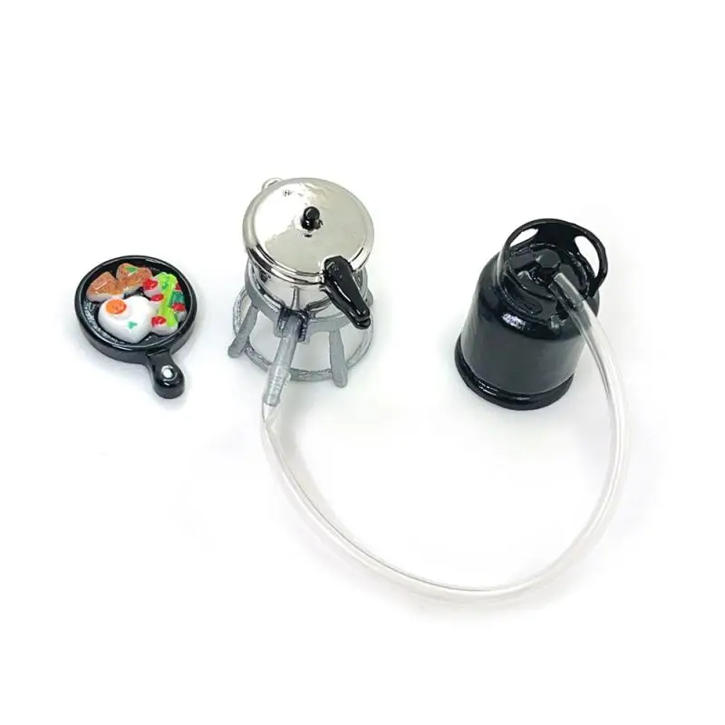 1/12 casa de bonecas conjunto de utensílios de cozinha mini fogão a gás ovo frito panela de pressão modelo casa de bonecas brinquedos de cozinha criança fingir jogar brinquedo
